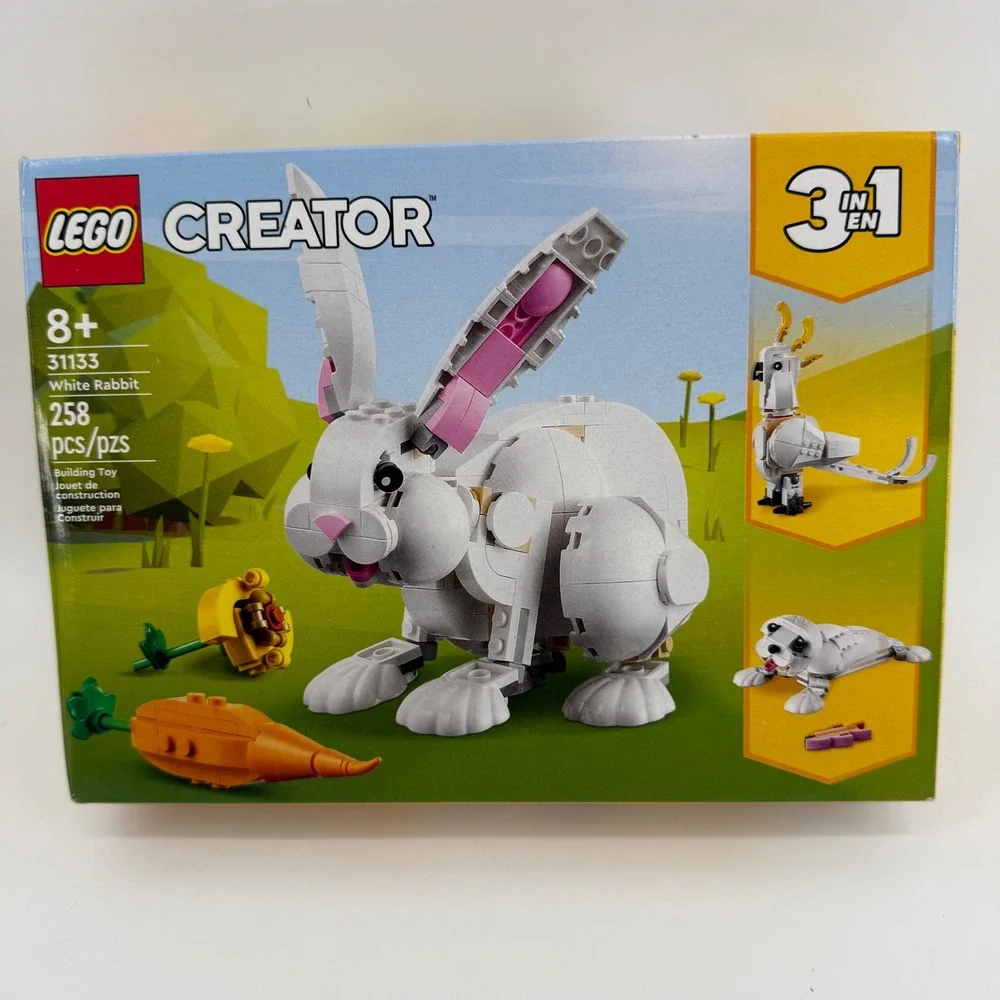 LEGO Creator 3-in-1 White Rabbit 31133 Building Set Bunny Cockatoo Seal 258 Pcs